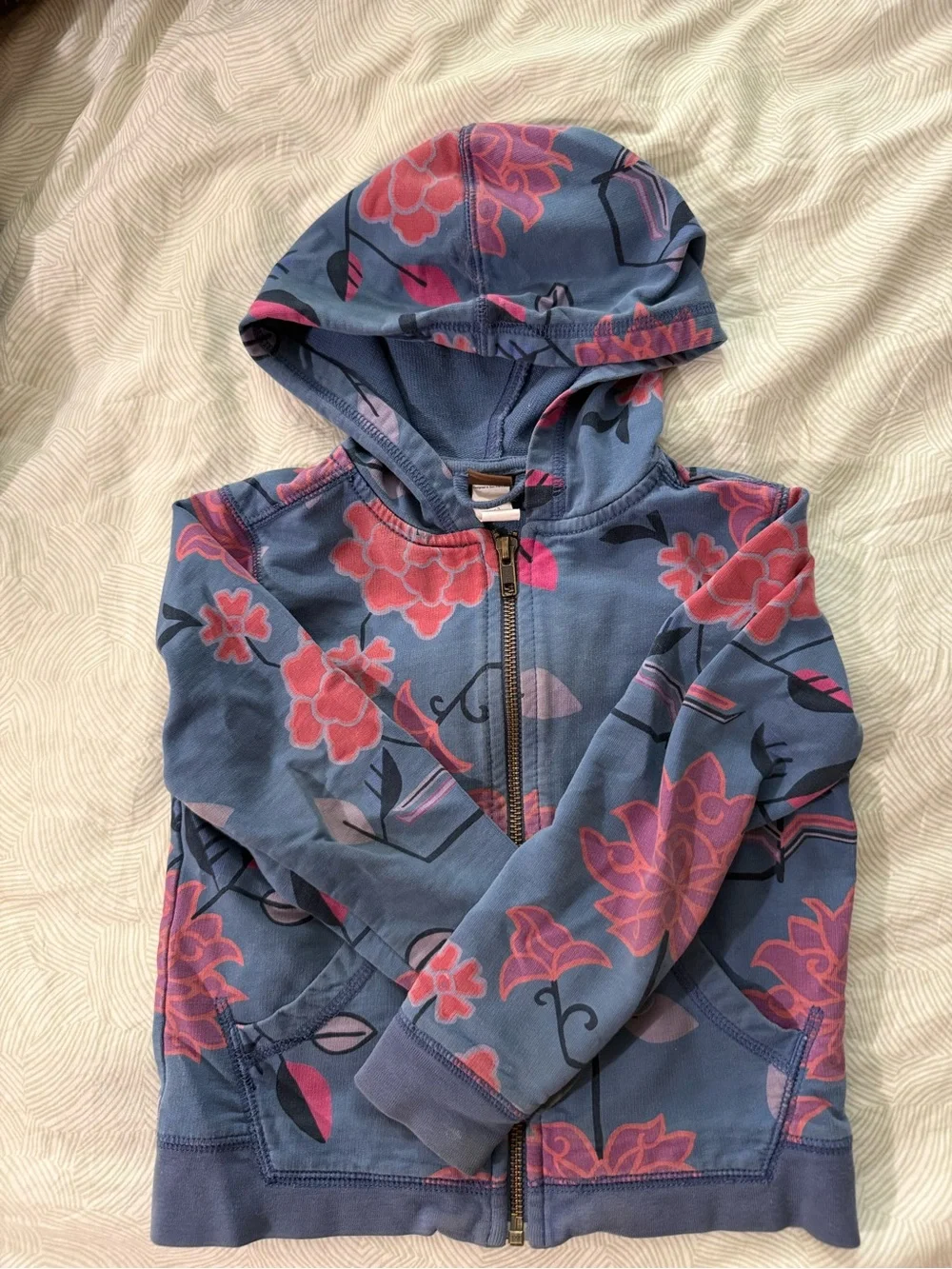 Kids size 3 Tea Collection Blue Floral Hooded Jacket and Joggers Set